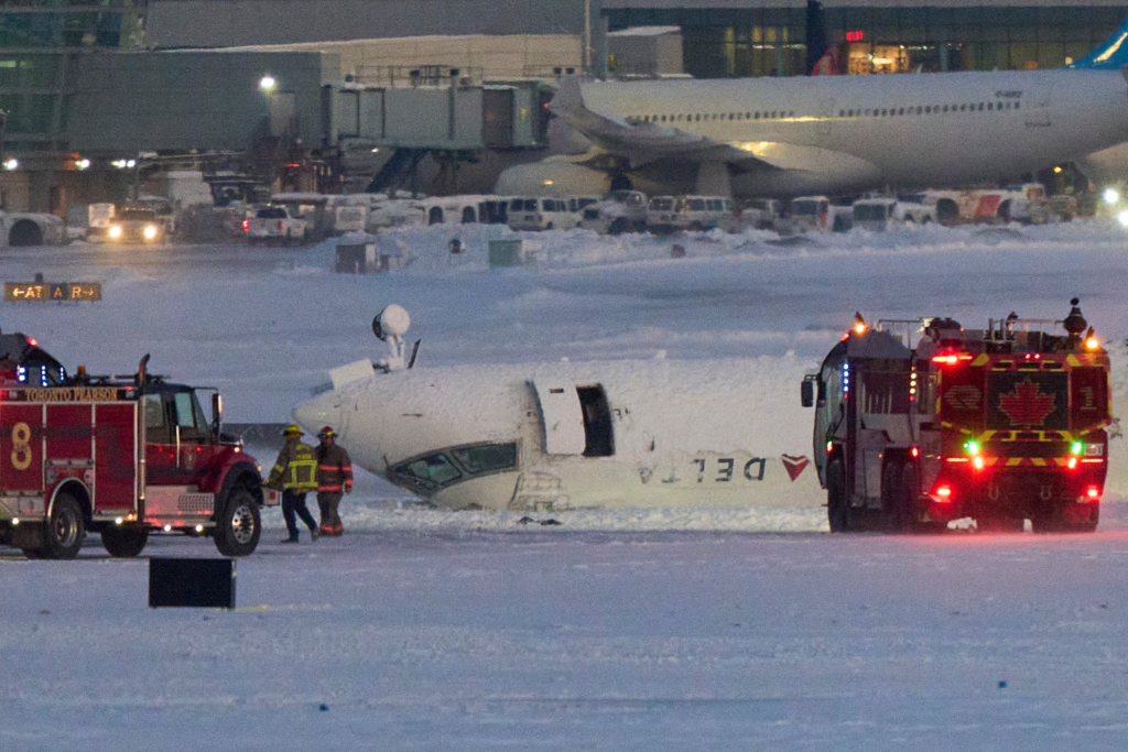 Delta plane flips upside down at Toronto airport, injuring 18